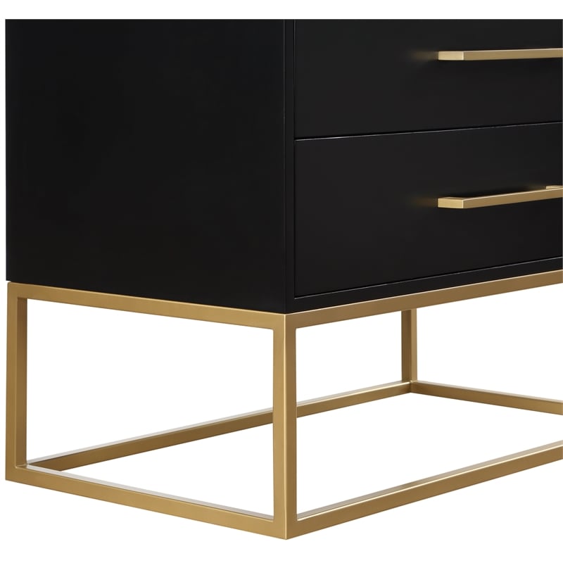 Meridian Furniture Maxine Black Chest with Gold Metal Legs and Handle