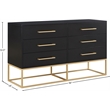 Meridian Furniture Maxine Black Dresser with Gold Metal Legs and Handle