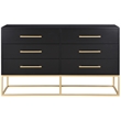Meridian Furniture Maxine Black Dresser with Gold Metal Legs and Handle