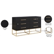 Meridian Furniture Maxine Black Dresser with Gold Metal Legs and Handle