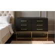 Meridian Furniture Maxine Black Dresser with Gold Metal Legs and Handle