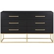 Meridian Furniture Maxine Black Dresser with Gold Metal Legs and Handle