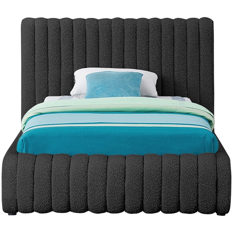 Meridian Furniture Nash Black Boucle Fabric Twin Bed