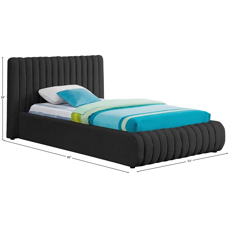 Meridian Furniture Nash Black Boucle Fabric Twin Bed