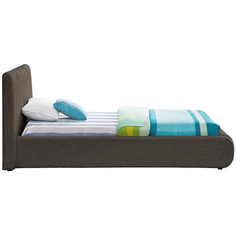 Meridian Furniture Nash Brown Boucle Fabric Twin Bed