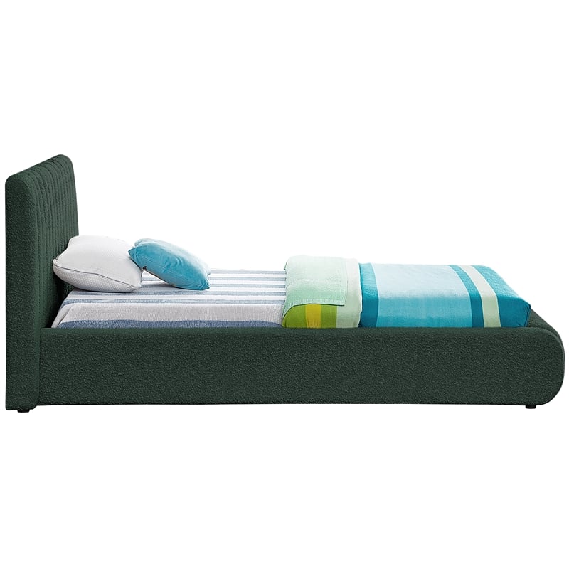 Meridian Furniture Nash Green Boucle Fabric Twin Bed