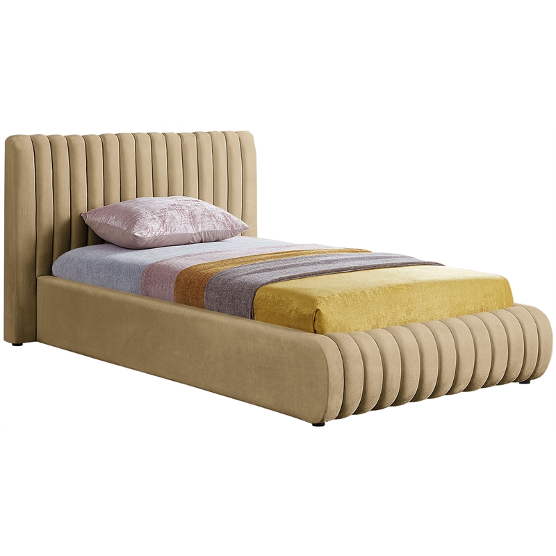 Meridian Furniture Nico Camel Velvet Twin Bed
