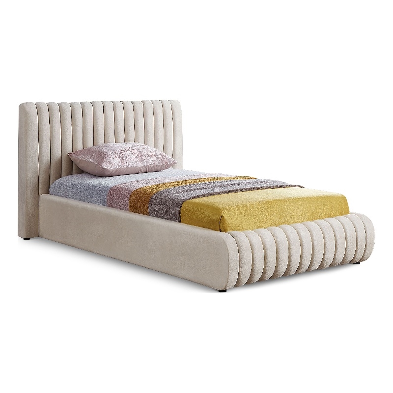 Meridian Furniture Nico Cream Velvet Twin Bed