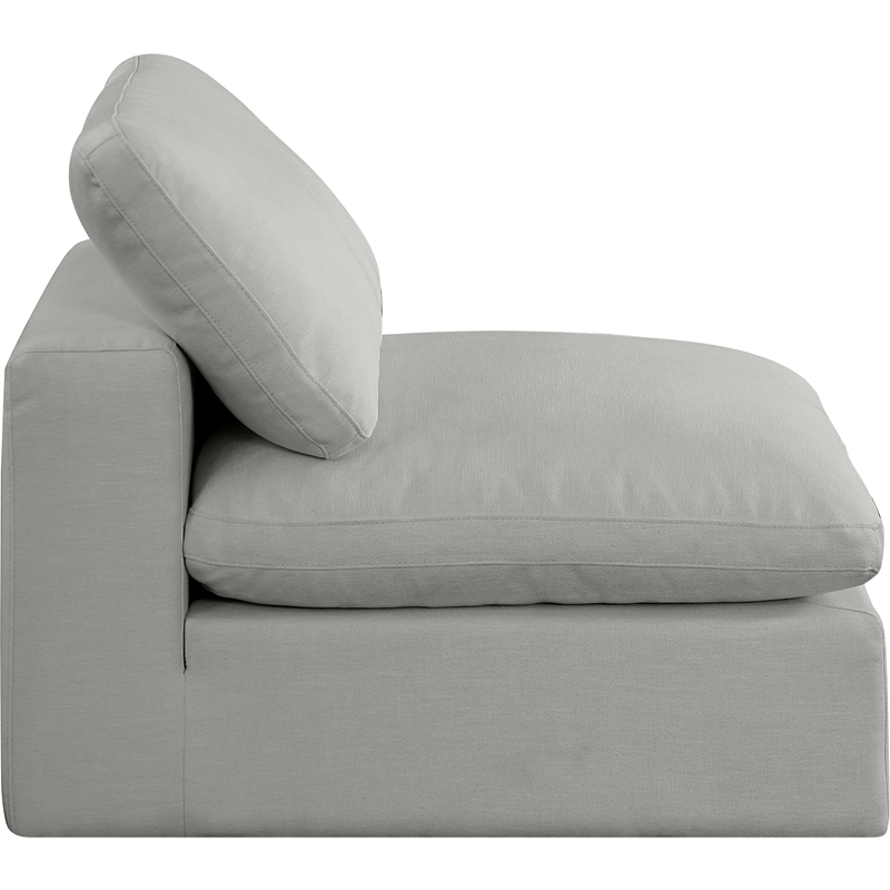 Meridian Furniture Comfy Grey Linen Textured Fabric Armless Chair