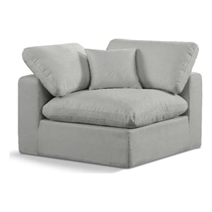 Meridian Furniture Comfy Grey Linen Textured Fabric Corner Chair