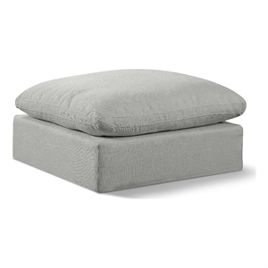 Meridian Furniture Comfy Grey Linen Textured Fabric Ottoman