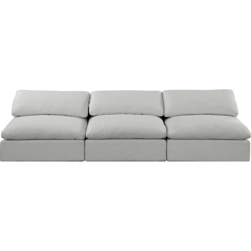 Meridian Furniture Comfy Grey Linen Textured Fabric 3-Pc. Modular Sofa