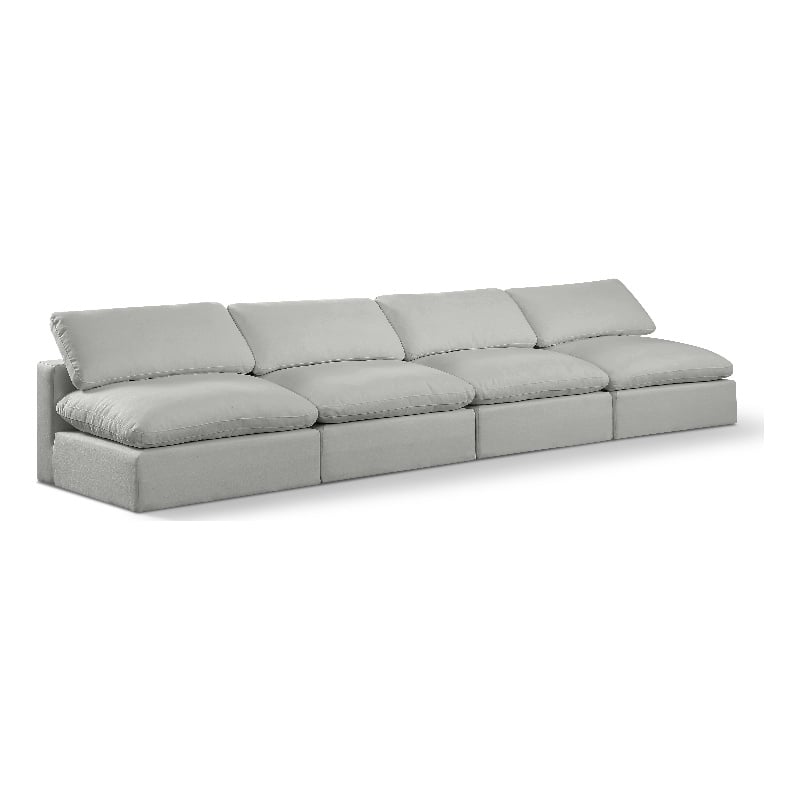Meridian Furniture Comfy Grey Linen Textured Fabric 4-Pc. Modular Sofa