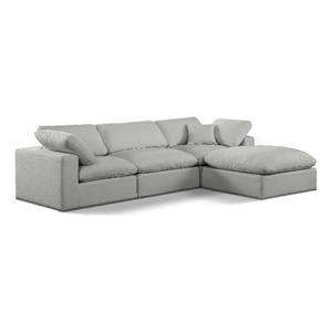 Meridian Furniture Comfy Grey Linen Textured Fabric 4-Pc. Modular Sectional