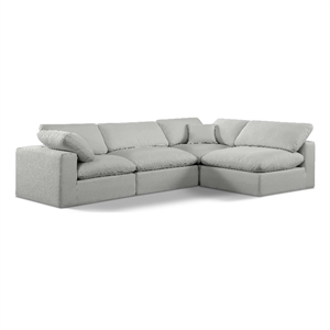 Meridian Furniture Comfy Grey Linen Textured Fabric 4-Pc. Modular Sectional
