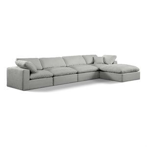 Meridian Furniture Comfy Grey Linen Textured Fabric 5-Pc. Modular Sectional