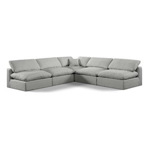 Meridian Furniture Comfy Grey Linen Textured Fabric 5-Pc. Modular Sectional
