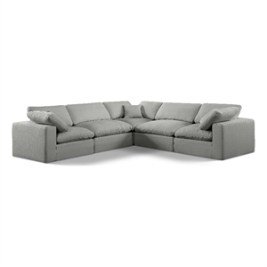 Meridian Furniture Comfy Grey Linen Textured Fabric 5-Pc. Modular Sectional