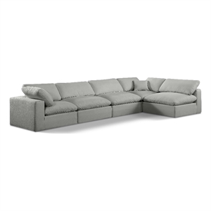 Meridian Furniture Comfy Grey Linen Textured Fabric 5-Pc. Modular Sectional