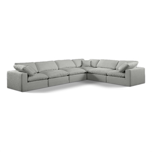 Meridian Furniture Comfy Grey Linen Textured Fabric 6-Pc. Modular Sectional