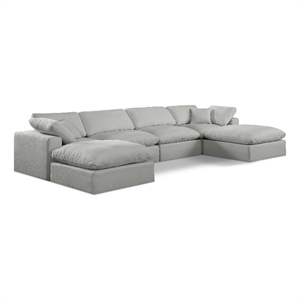Meridian Furniture Comfy Grey Linen Textured Fabric 6-Pc. Modular Sectional