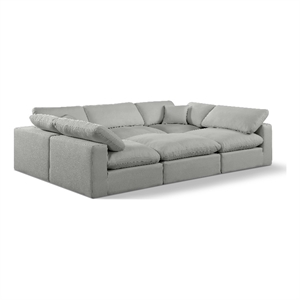 Meridian Furniture Comfy Grey Linen Textured Fabric 6-Pc. Modular Sectional