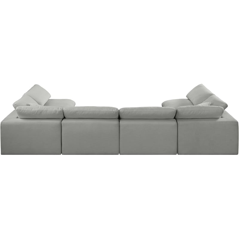 meridian furniture comfy grey linen textured fabric 6-pc. modular sectional