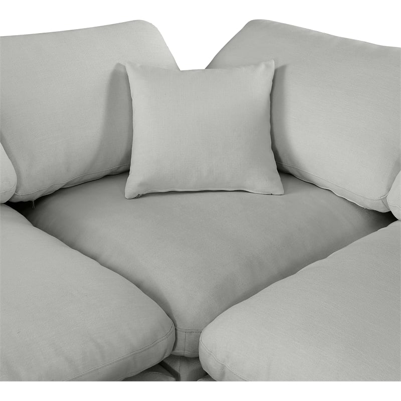meridian furniture comfy grey linen textured fabric 6-pc. modular sectional