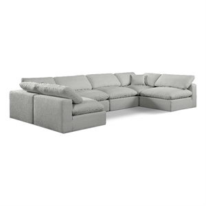 Meridian Furniture Comfy Grey Linen Textured Fabric 6-Pc. Modular Sectional