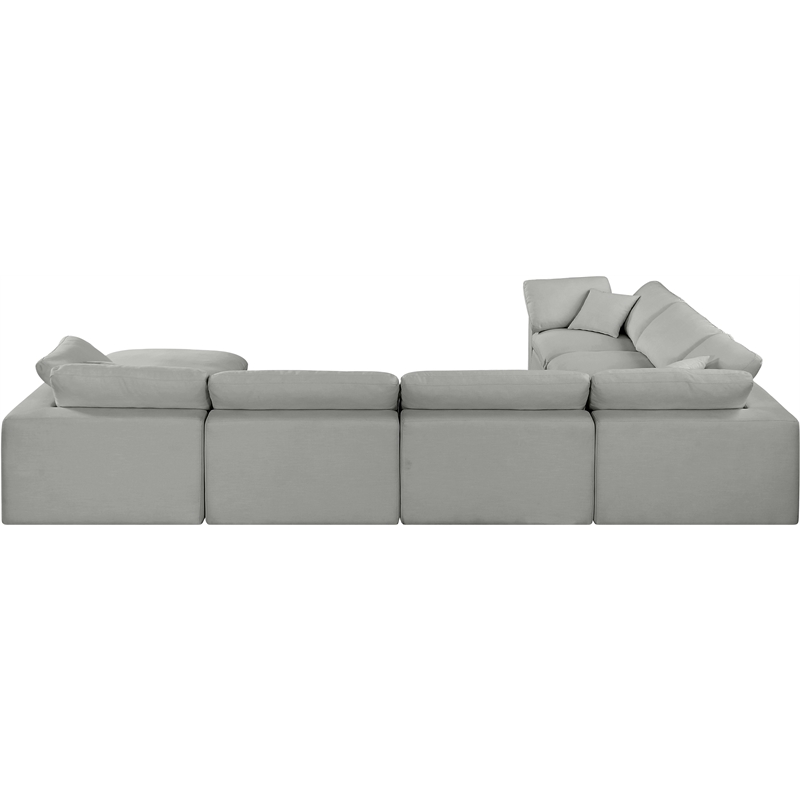 Meridian Furniture Comfy Grey Linen Textured Fabric 7-Pc. Modular Sectional
