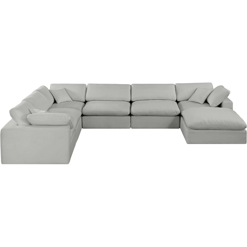 Meridian Furniture Comfy Grey Linen Textured Fabric 7-Pc. Modular Sectional