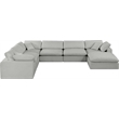 Meridian Furniture Comfy Grey Linen Textured Fabric 7-Pc. Modular Sectional