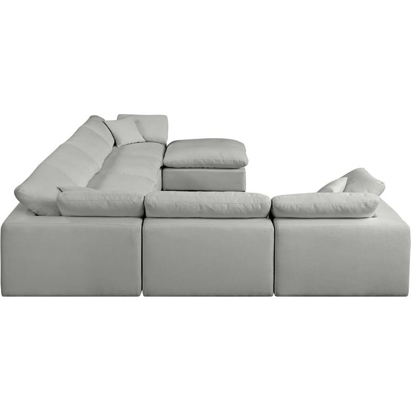 Meridian Furniture Comfy Grey Linen Textured Fabric 7-Pc. Modular Sectional