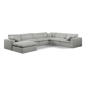 Meridian Furniture Comfy Grey Linen Textured Fabric 7-Pc. Modular Sectional
