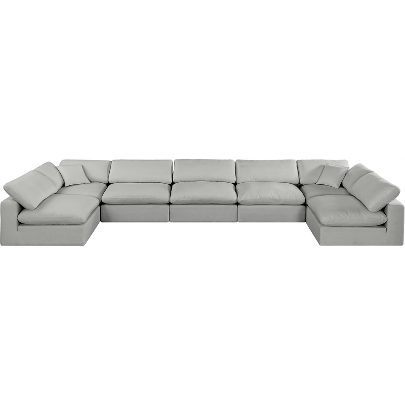 Meridian Furniture Comfy Grey Linen Textured Fabric 7-Pc. Modular Sectional