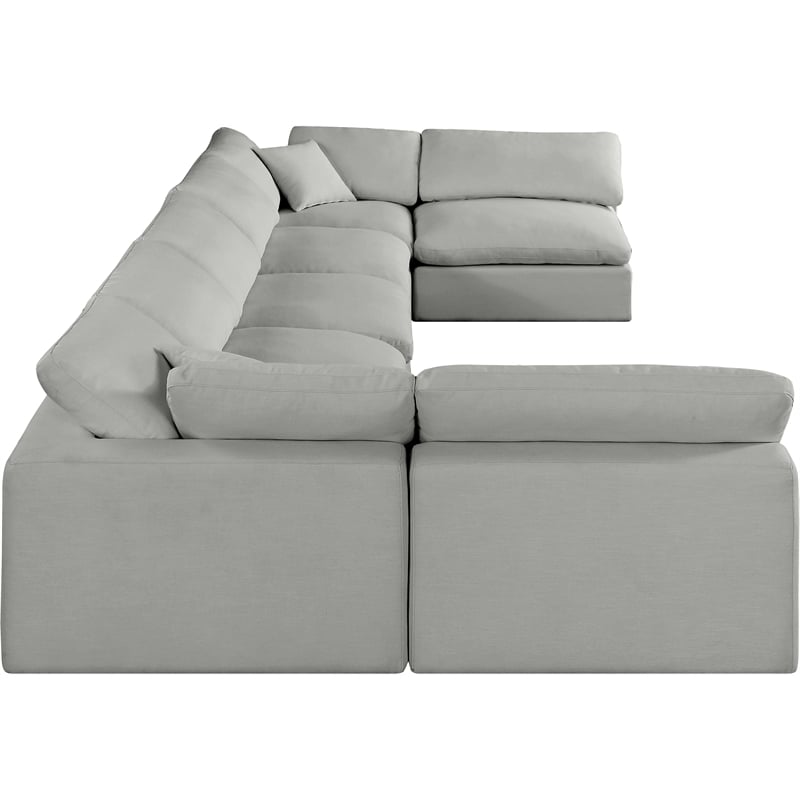 Meridian Furniture Comfy Grey Linen Textured Fabric 7-Pc. Modular Sectional