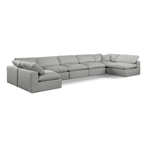 Meridian Furniture Comfy Grey Linen Textured Fabric 7-Pc. Modular Sectional
