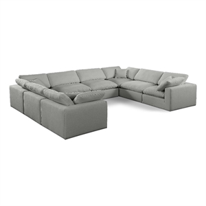 Meridian Furniture Comfy Grey Linen Textured Fabric 8-Pc. Modular Sectional