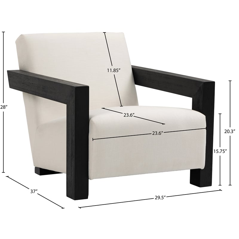 Meridian Furniture Ward Cream Linen Textured Fabric Accent Chair