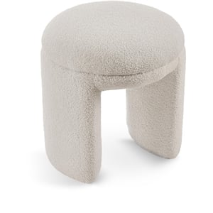 Meridian Furniture Bowen Beige Faux Shearling Teddy Fabric Ottoman/Stool