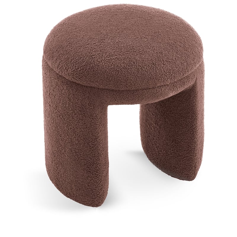 Meridian Furniture Bowen Brown Faux Shearling Teddy Fabric Ottoman/Stool