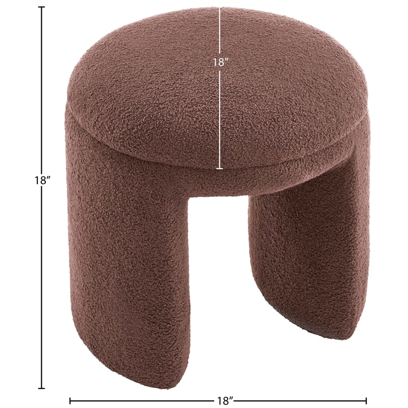 Meridian Furniture Bowen Brown Faux Shearling Teddy Fabric Ottoman/Stool
