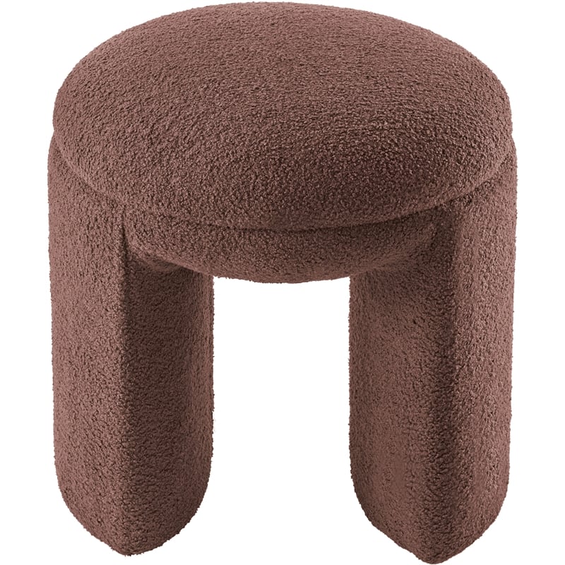Meridian Furniture Bowen Brown Faux Shearling Teddy Fabric Ottoman/Stool