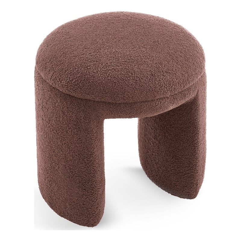 Meridian Furniture Bowen Brown Faux Shearling Teddy Fabric Ottoman/Stool
