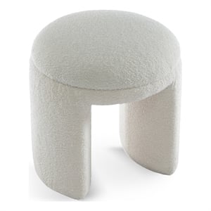 Meridian Furniture Bowen Cream Faux Shearling Teddy Fabric Ottoman/Stool