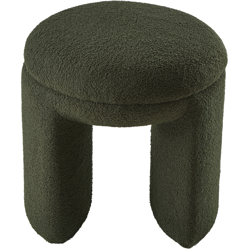 Meridian Furniture Bowen Green Faux Shearling Teddy Fabric Ottoman/Stool
