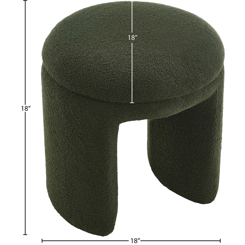 Meridian Furniture Bowen Green Faux Shearling Teddy Fabric Ottoman/Stool