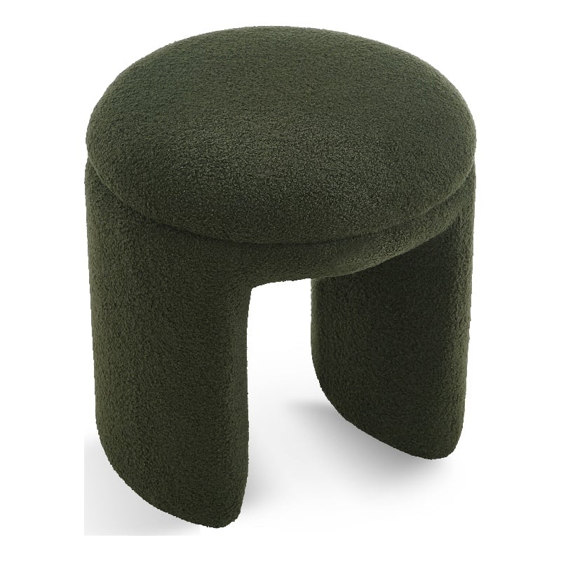 Meridian Furniture Bowen Green Faux Shearling Teddy Fabric Ottoman/Stool