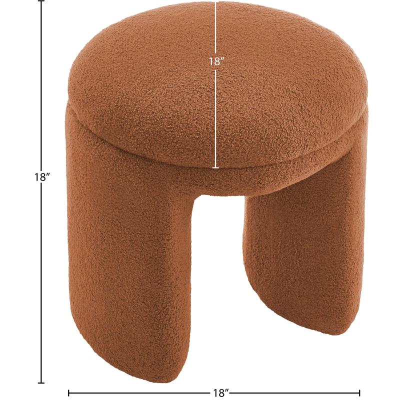 Meridian Furniture Bowen Saddle Faux Shearling Teddy Fabric Ottoman/Stool