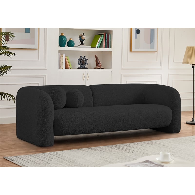 Meridian Furniture Emory Black Boucle Fabric Sofa